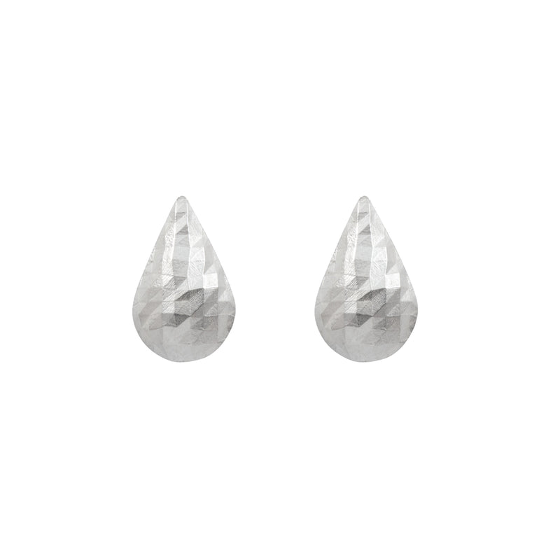 Faceted Teardrop Silver Earrings