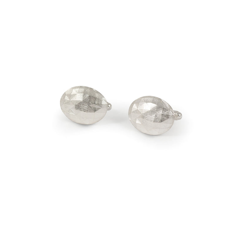 Faceted Oval Silver Cufflinks