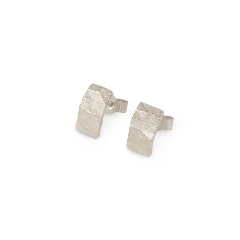 Faceted Small Curve Silver Earrings