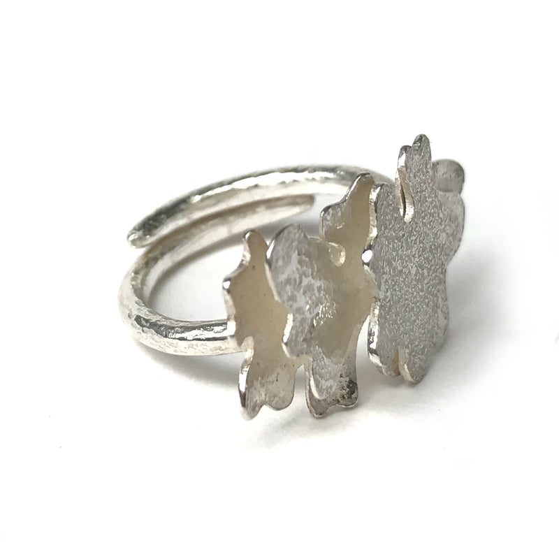 Bijou Foliose Silver Adjustable Ring