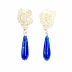 Map Lapis Lazuli Drop Earrings - Silver & Lapis Lazuli