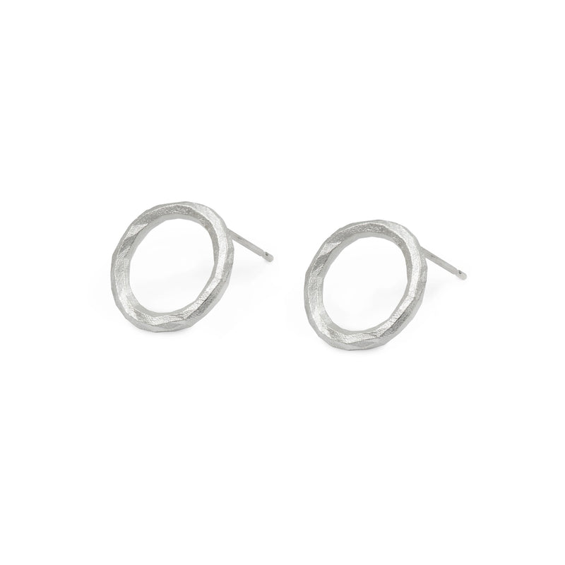 Faceted Circular Silver Earrings