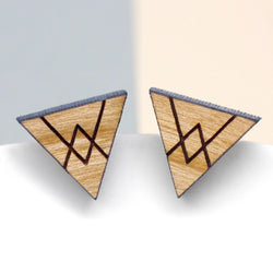 Triangle Stud Wooden Earrings
