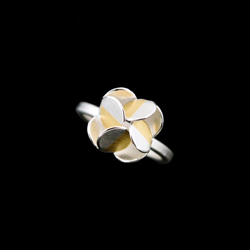 Small Windmill Silver & 24ct Yellow Gold Ring