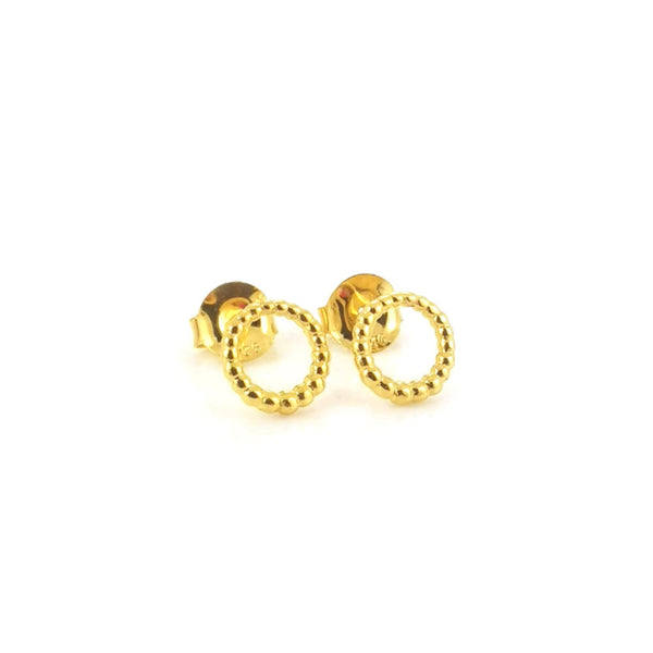 Classic Round Small Stud Earrings 18ct Yellow Gold Plated Silver