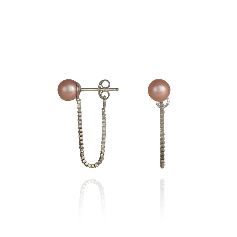 Orbit Chain Loop Earrings Silver/Lavender Pearl