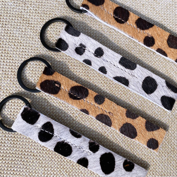 Pony Hair Leopard Print Tab Keyring