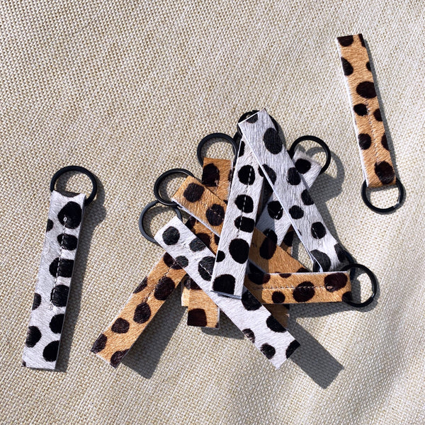 Pony Hair Leopard Print Tab Keyring