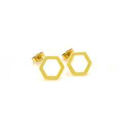 Classics Small Hex Stud Earrings 18ct Yellow Gold Plated Silver