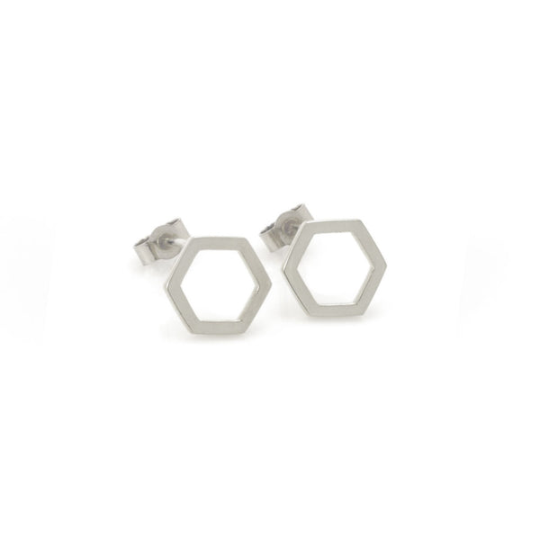 Classics Small Hex Stud Earrings Silver