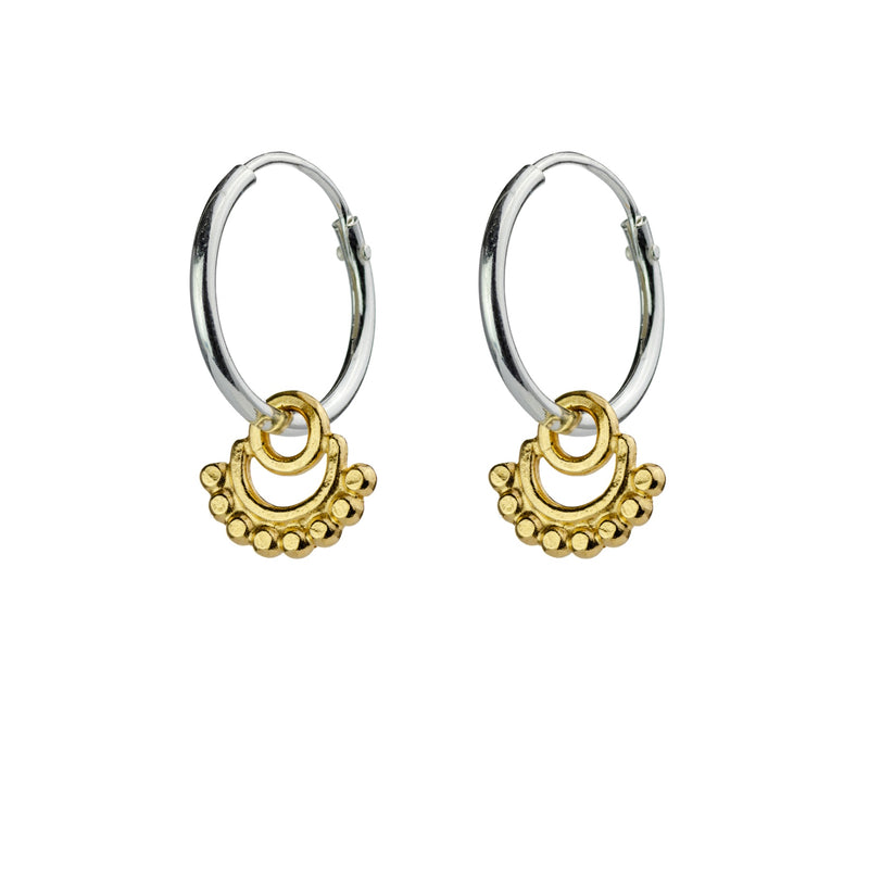 Frida Mini 24ct Yellow Gold Plated Charm On Silver Hoop Earrings