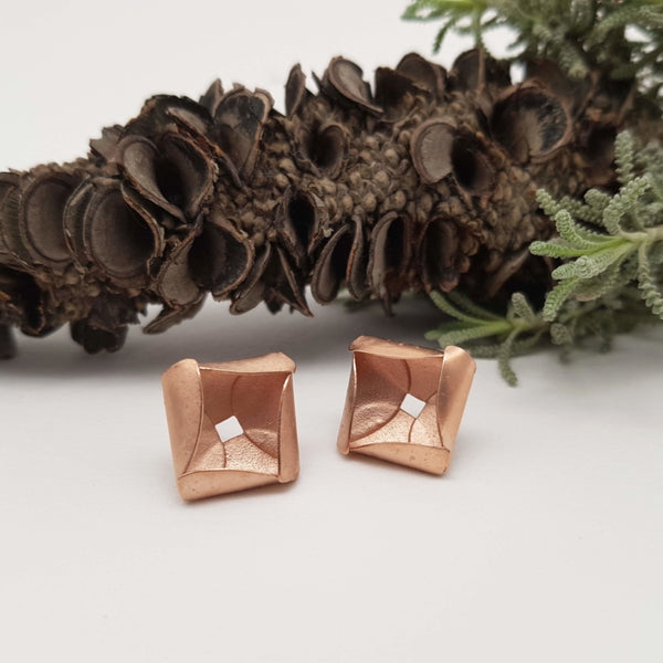 Rose Bud Stud Earrings - Rose Gold Plated Silver