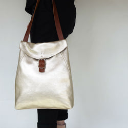 Tanya Shell Gold Handcrafted Leather Bag
