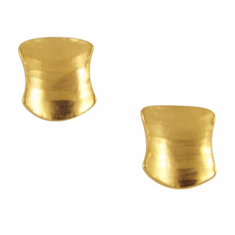 Shield Shaped Stud Earrings 24ct Yellow Gold Plated Silver
