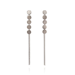 Paillette 5 Disc Drop Earrings Silver
