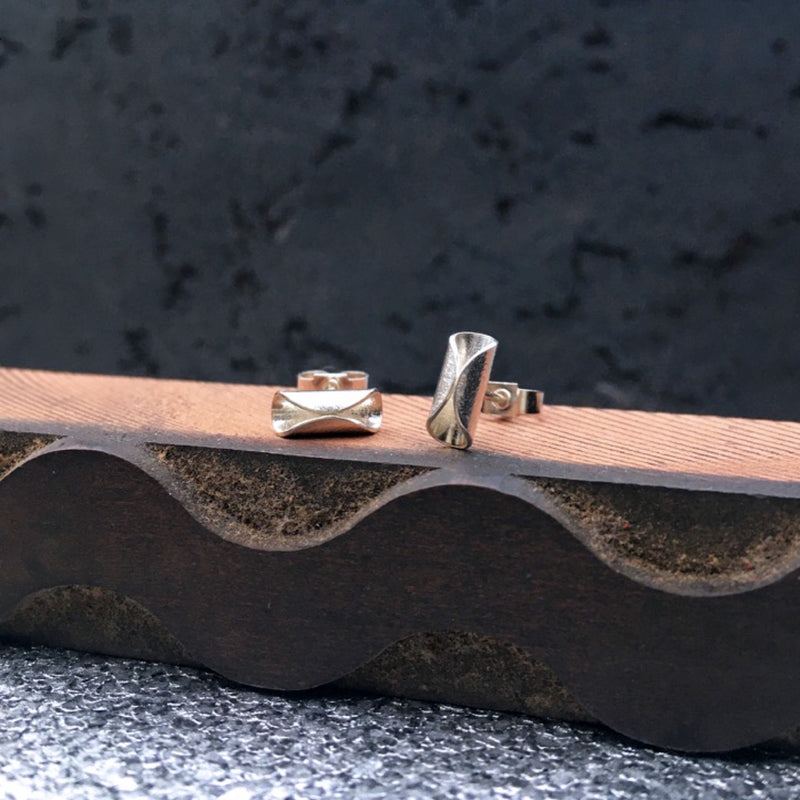 Small Tube Silver Stud Earrings