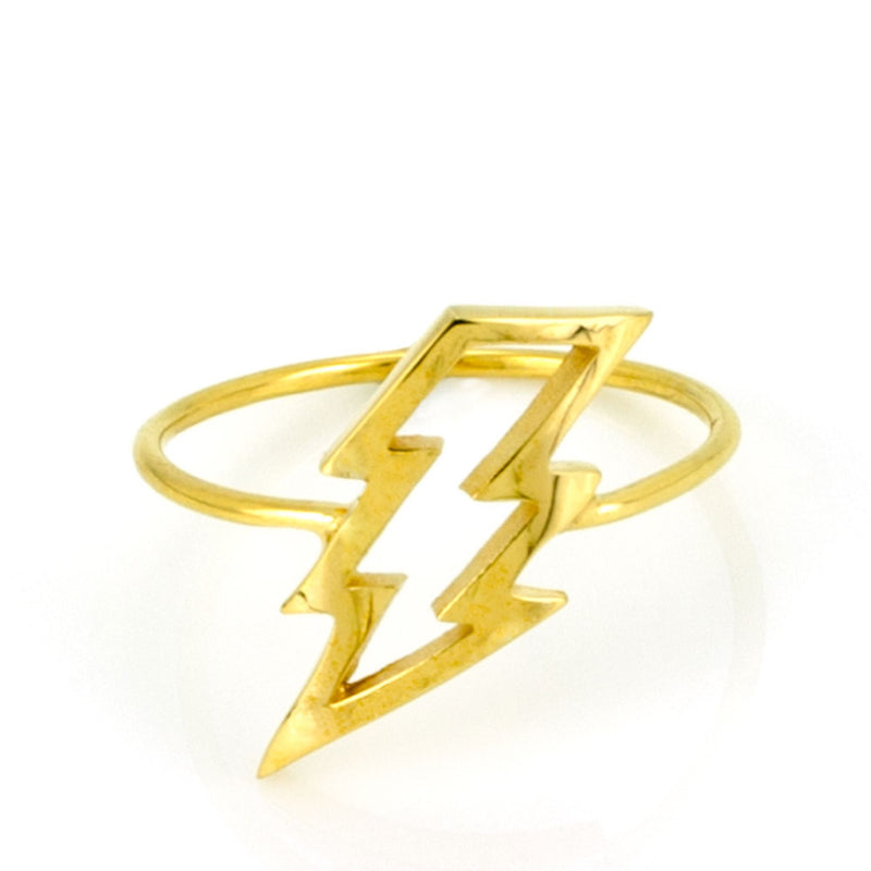 Struck Down Lightning Bolt Ring - 18ct Yellow Gold Plated Silver