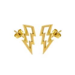 Struck Studs Lightning Bolt Earrings - 18ct Yellow Gold Plated Silver