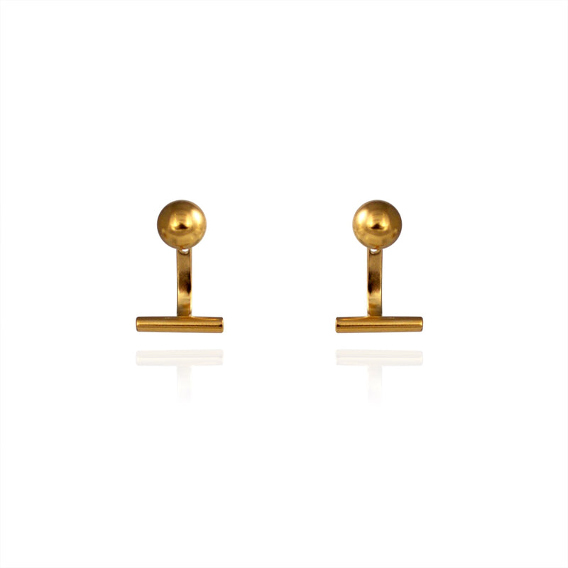 Theda Ball & Bar Ear Jacket 18ct Yellow Gold Plated Earrings