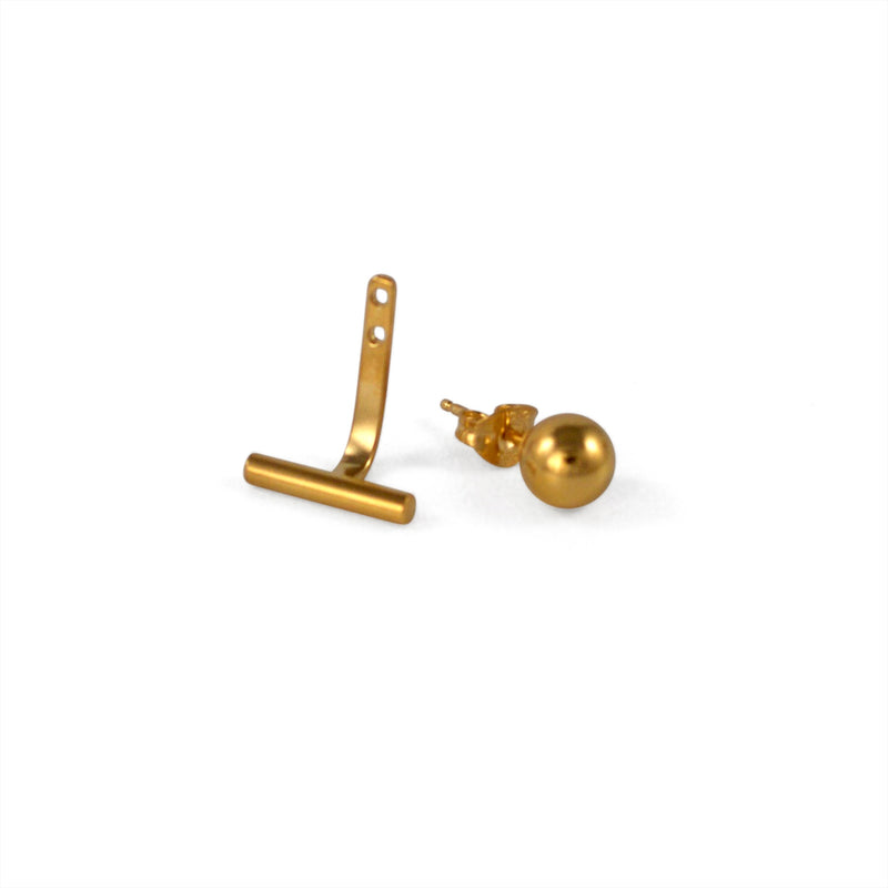 Theda Ball & Bar Ear Jacket 18ct Yellow Gold Plated Earrings