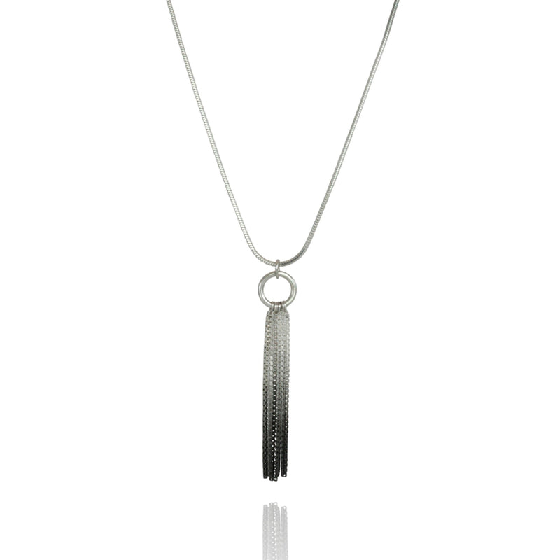 Vesper Small Loop Pendant Silver/Oxidised Necklace
