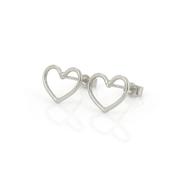 Written Heart Studs Silver