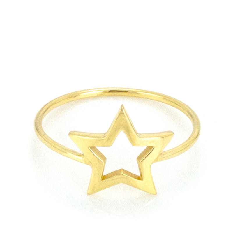 Written Star Ring 18ct Yellow Gold Plated Silver