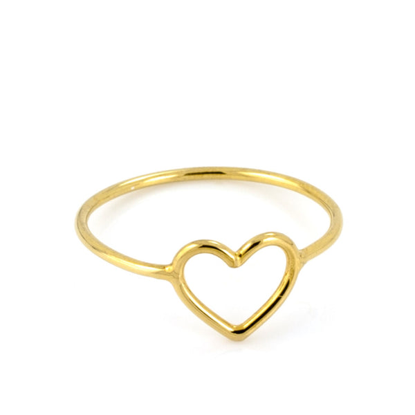 Written Tiny Heart Ring 18ct Yellow Gold Plated Silver