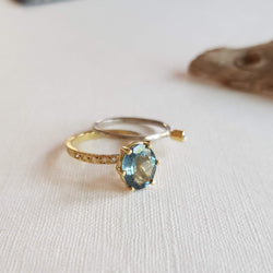 Aquamarine & Diamond 18ct Gold & 18ct White Gold Stack Ring