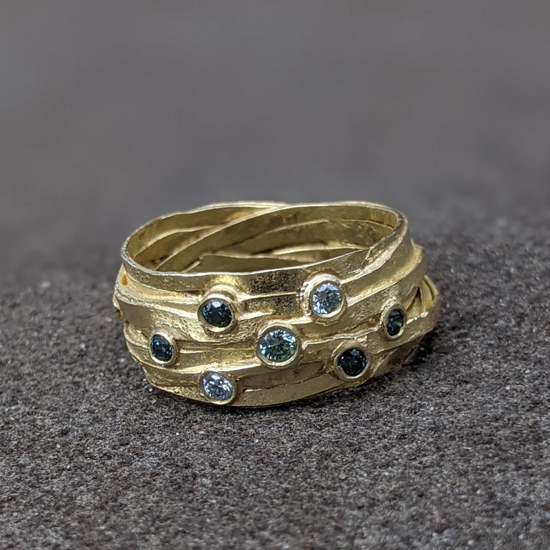 18ct Yellow Gold Wrap Ring With Apple Diamonds
