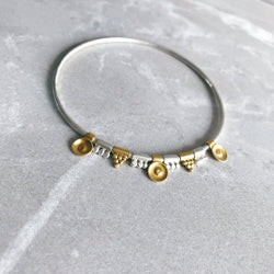 Boudicca Bead Bangle Mixed Beads 24ct Yellow Gold Plated Silver
