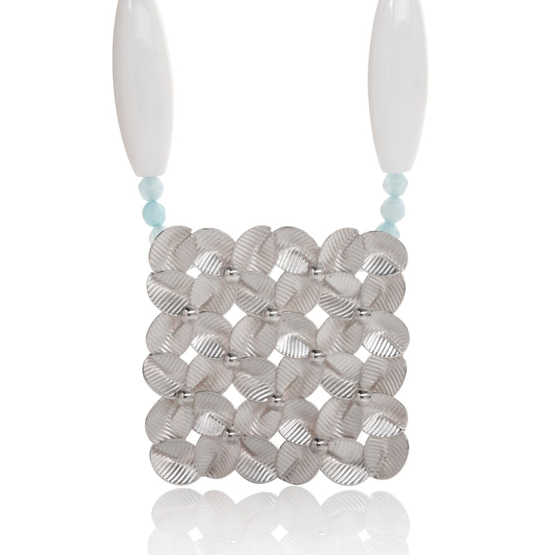 Adelpha Trellis Necklace White Jade & Amazonite