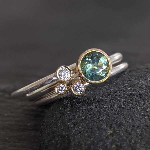 3 Stack Rings With Green Sapphire