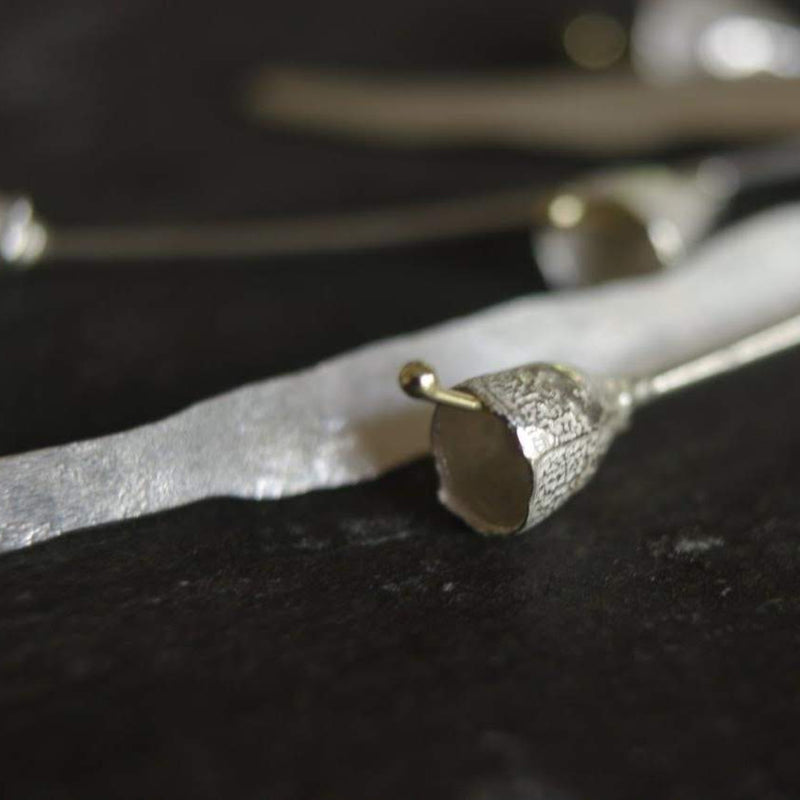 Odd Pair Gum Nut Silver Drop Earrings