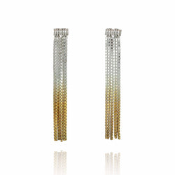 Vesper Tube Link Earrings Silver/18ct Yellow Gold Plated Silver