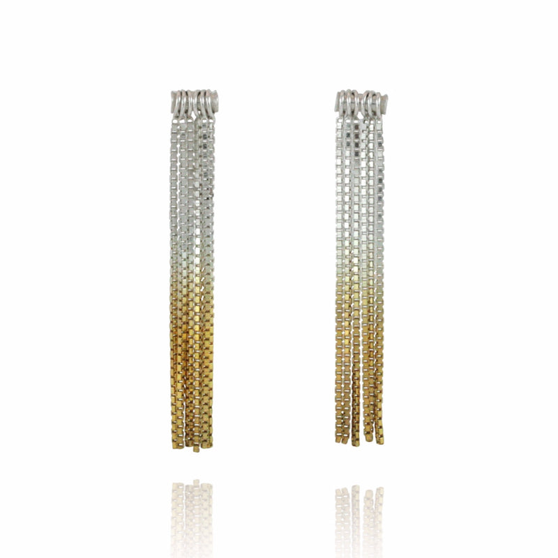 Vesper Tube Link Earrings Silver/18ct Yellow Gold Plated Silver