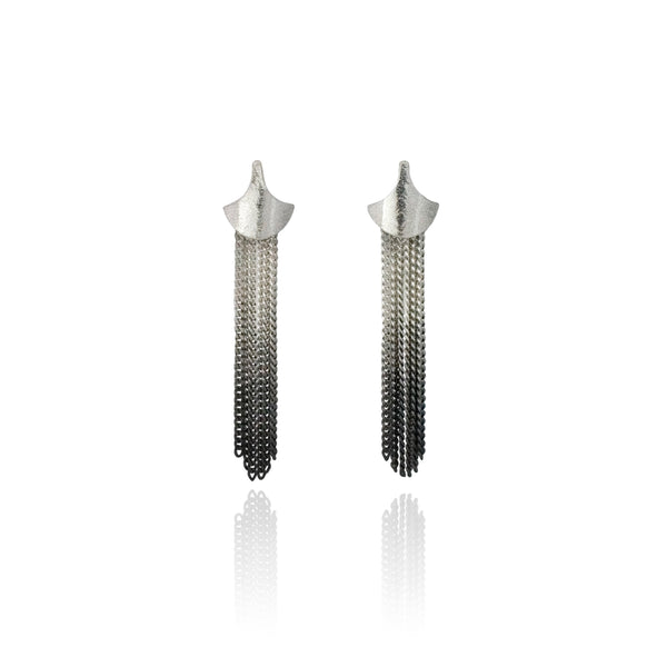 Siren Interchangeable Tassel & Stud Earrings - Silver/Oxidised Silver
