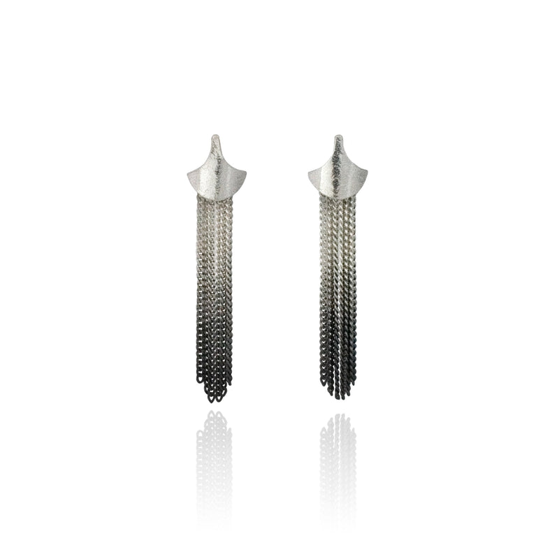 Siren Interchangeable Tassel & Stud Earrings - Silver/Oxidised Silver