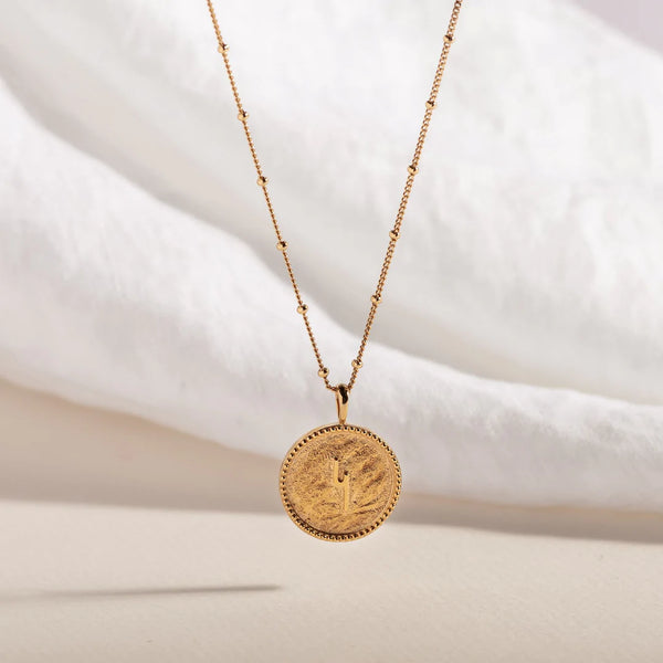 "HOPE" SHORTHAND GOLD VERMEIL COIN NECKLACE