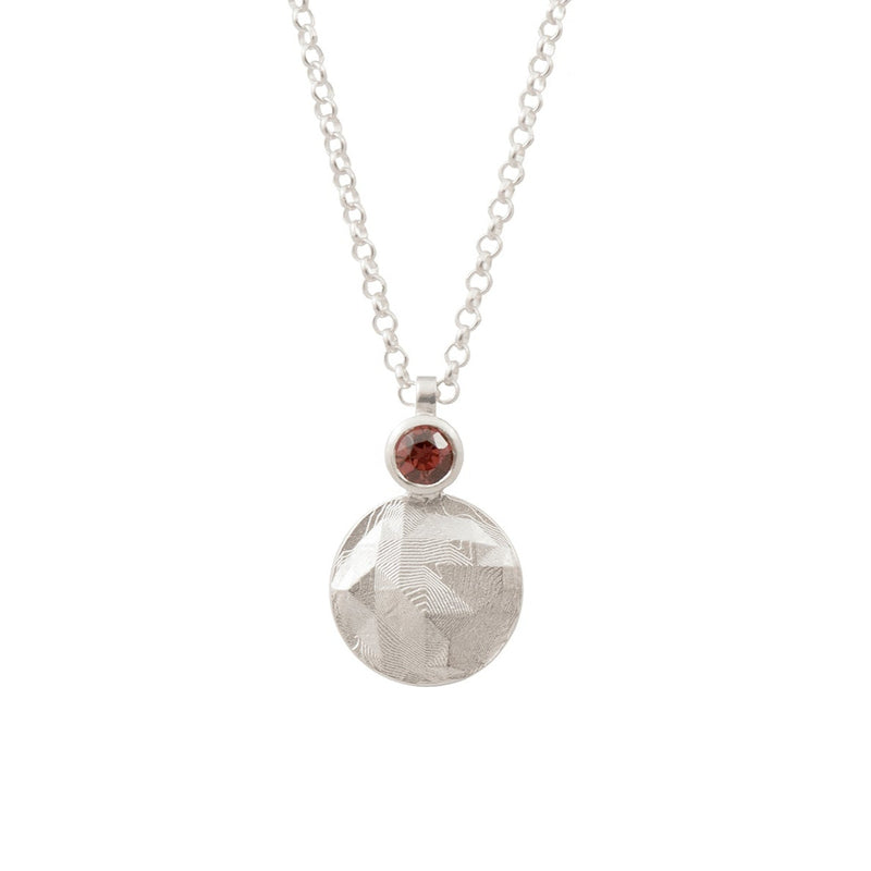 Faceted Round Pendant With Garnet