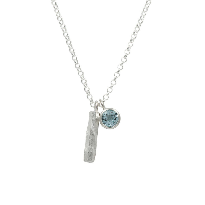 Short Faceted Silver Charm Pendant With Topaz