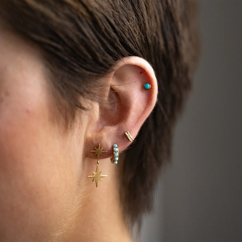 BRUSHED GOLD DOUBLE NORTH STAR EARRINGS