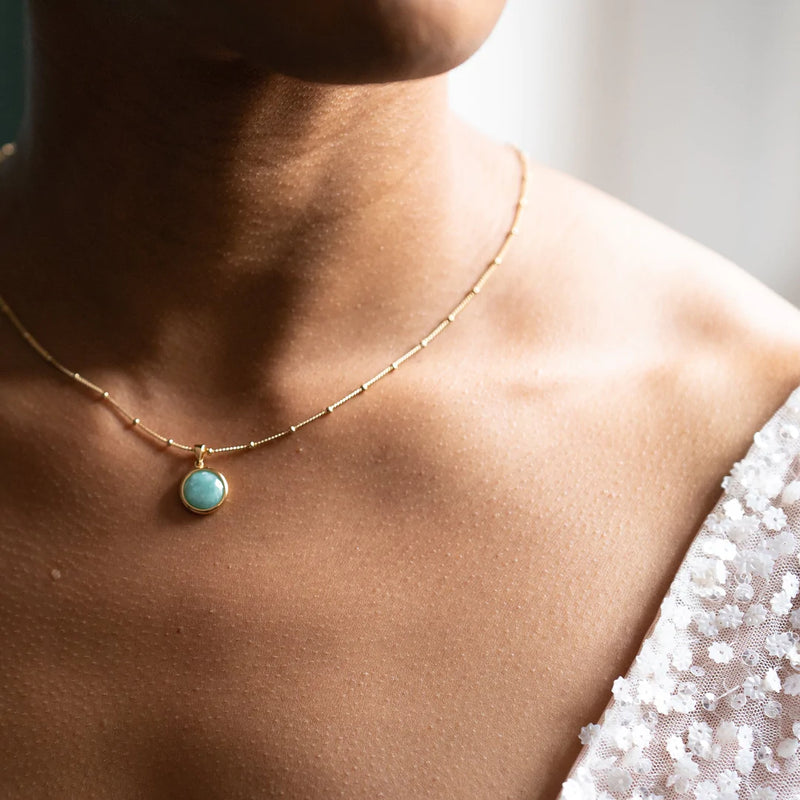 Amazonite Disc Gold Vermeil Necklace