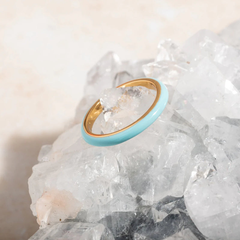 Isle Of Paradise Turquoise Enamel Stacking Ring