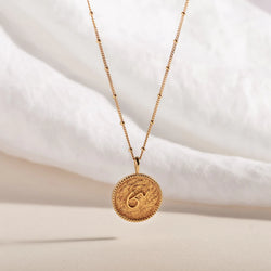 "BRAVE" SHORTHAND GOLD VERMEIL COIN NECKLACE