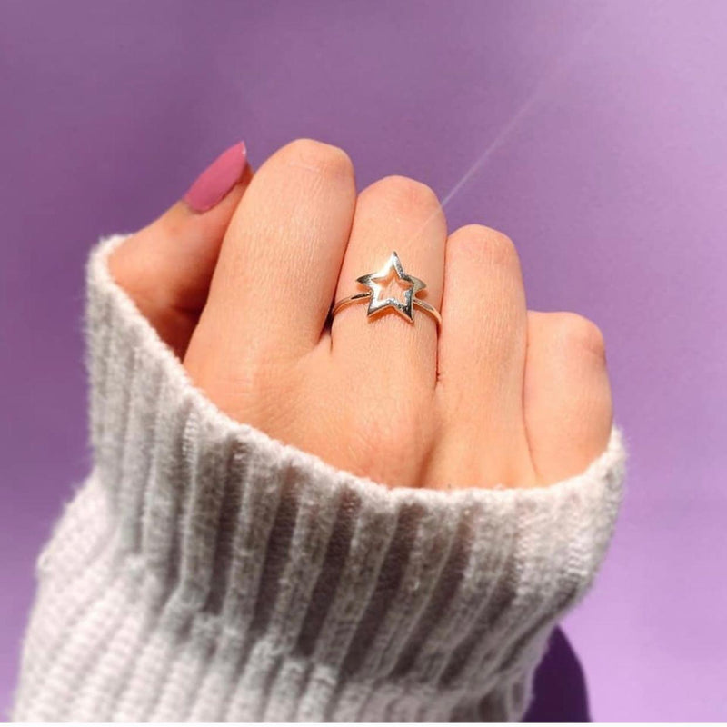 Written Star Ring Silver