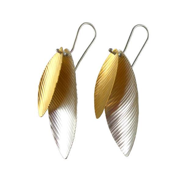 Liquid Sun Long Drop Earrings, Silver & 24ct Gold Plating