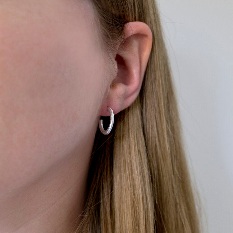 Small Circular Faceted Hoop Earrings