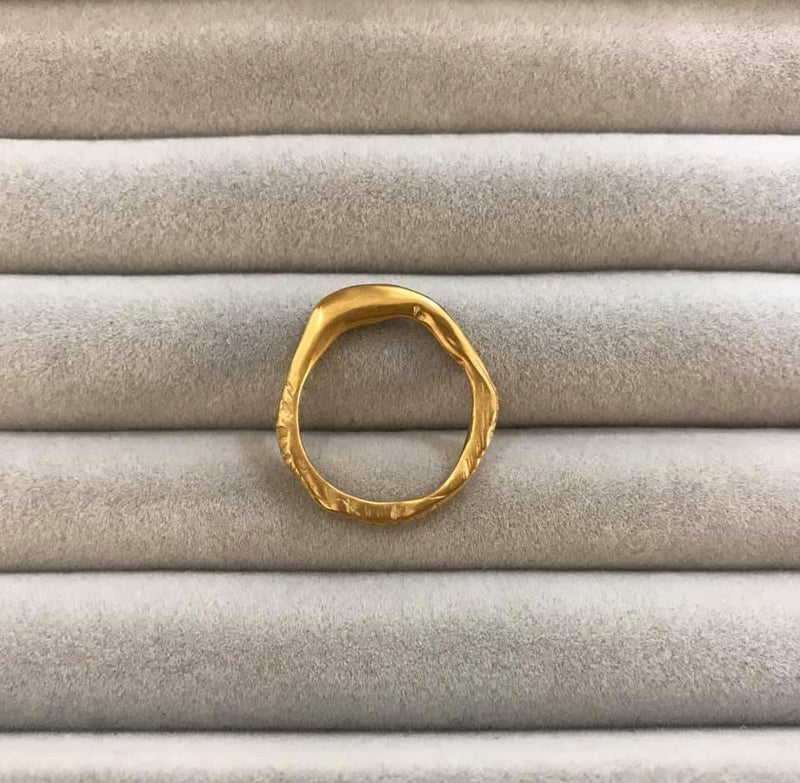 Cave Small 23ct Yellow Gold Plated Silver Ring