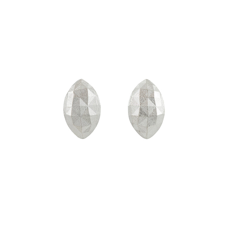 Elliptical Faceted Silver Earrings